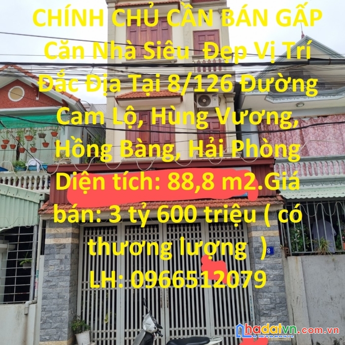 Chính chủ cần bán gấp căn nhà siêu  đẹp vị trí đắc địa tại hồng bàng - tp hải phòng