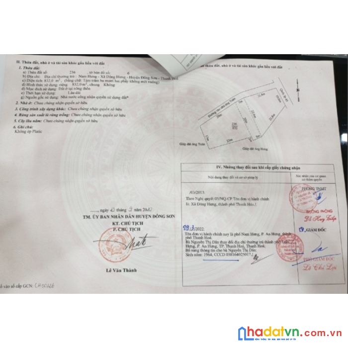 Chính chủ cần bán đất đẹp vị trí đắc địa tại  p. an hưng - tp. thanh hóa