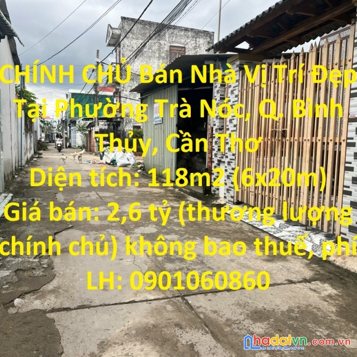Chính chủ bán nhà vị trí đẹp tại phường trà nóc, q. bình thủy, cần thơ