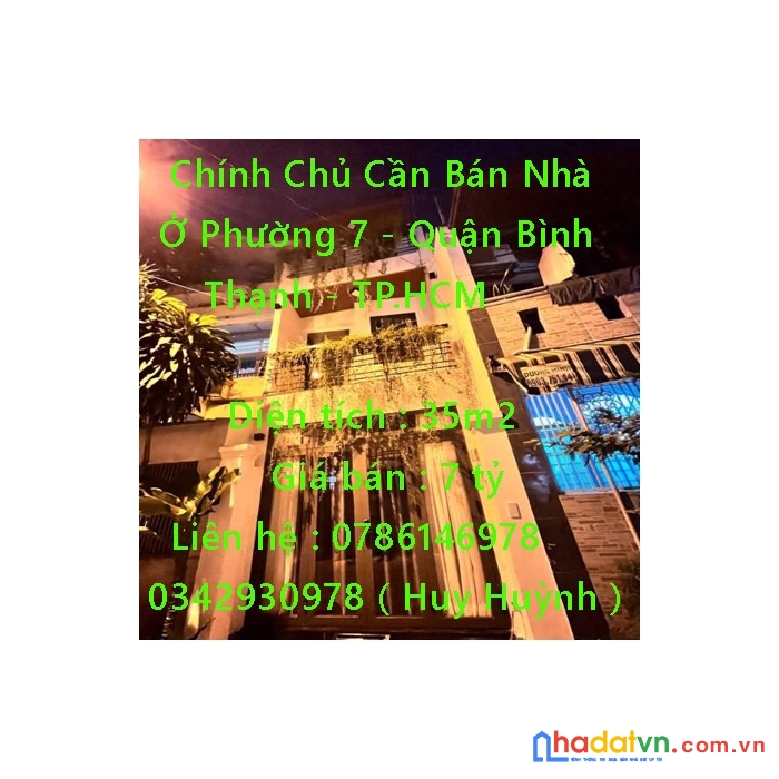 Chính chủ cần bán nhà ở phường 7 - quận bình thạnh - tp.hcm