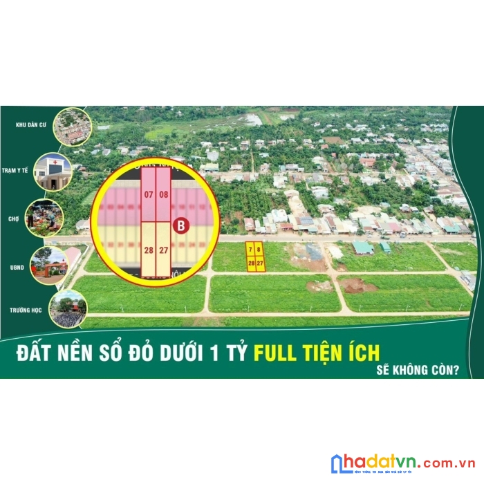 Bán đất _ 4 lô đất nền liền kề, thông 2 mặt tiền kdc phú lộc-krong năng