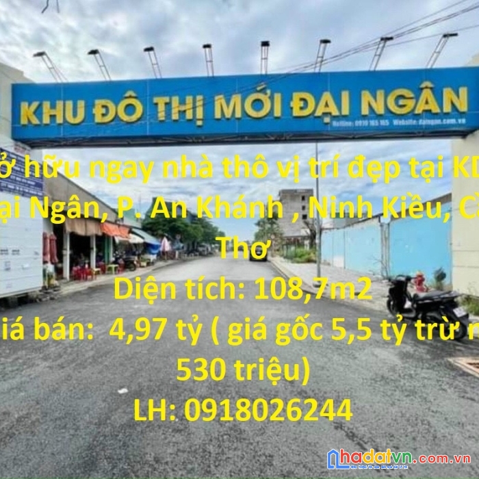 Sở hữu ngay nhà thô vị trí đẹp tại kdt đại ngân, p. an khánh , ninh kiều, cần thơ