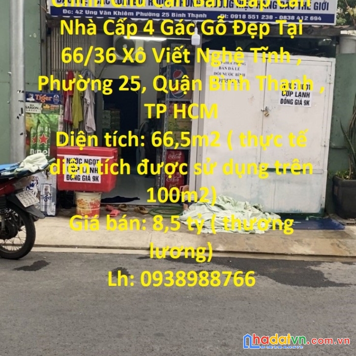 Chính chủ cần bán gấp căn nhà cấp 4 gác gỗ đẹp tại quận bình thạnh ,tphcm