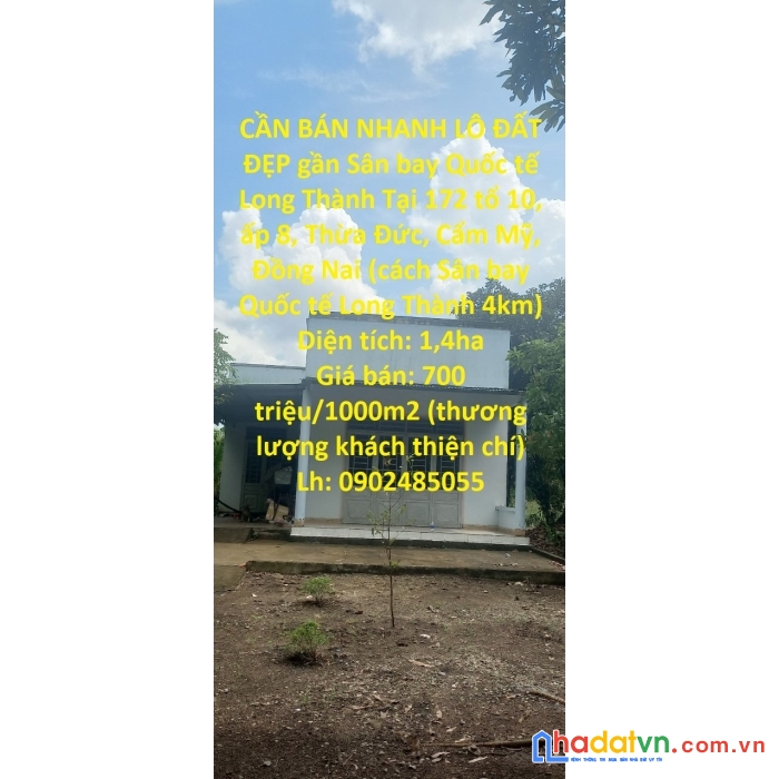 Cần bán nhanh lô đất đẹp gần sân bay quốc tế long thành. tại cẩm mỹ, đồng nai