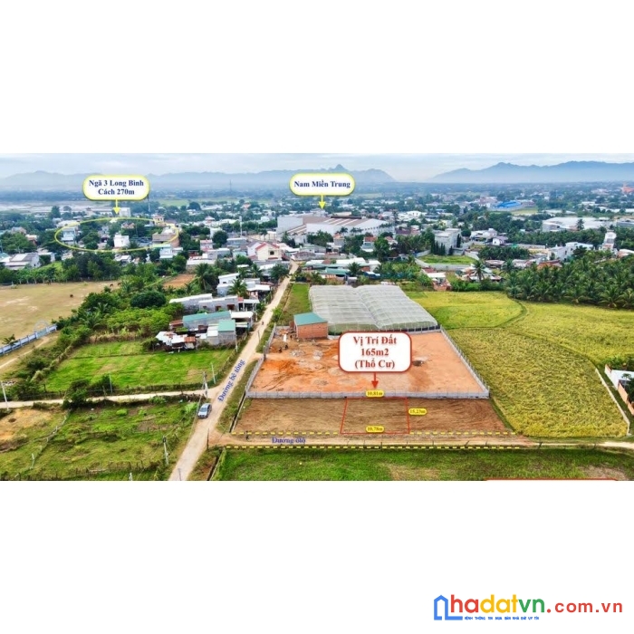 Đất nền thổ cư sau ô tô nam miền trung diện tích 165m2 sổ hồng