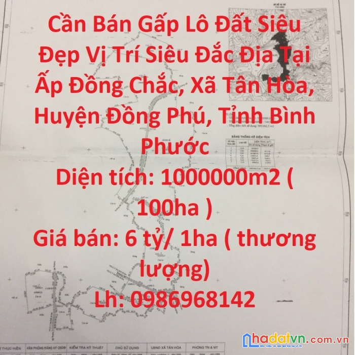 Cần bán gấp lô đất siêu đẹp vị trí siêu đắc địa tại huyện đồng phú, tỉnh bình phước