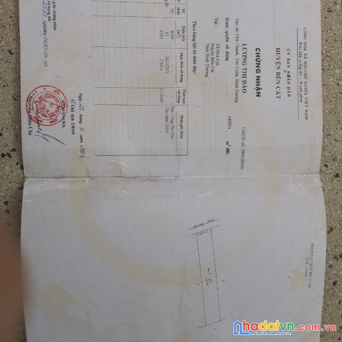 Sở hữu ngay lô đất đẹp tại xã hòa lợi, thị xã bến cát, bình dương