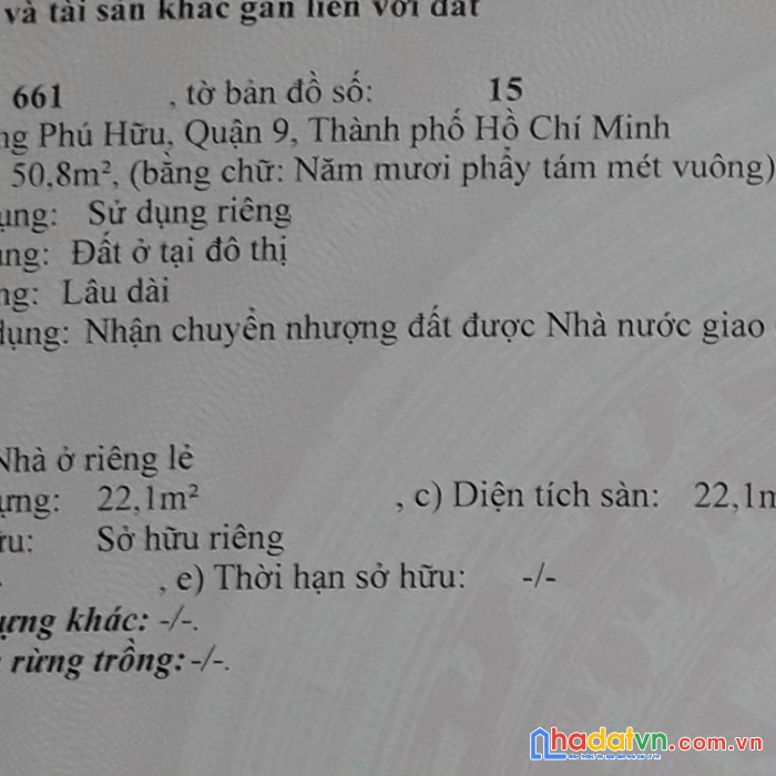 Chính chủ bán lô đất 5x10m giá chỉ 2.52 tỷ gần vòng xoay phú hữu, sát quận 2