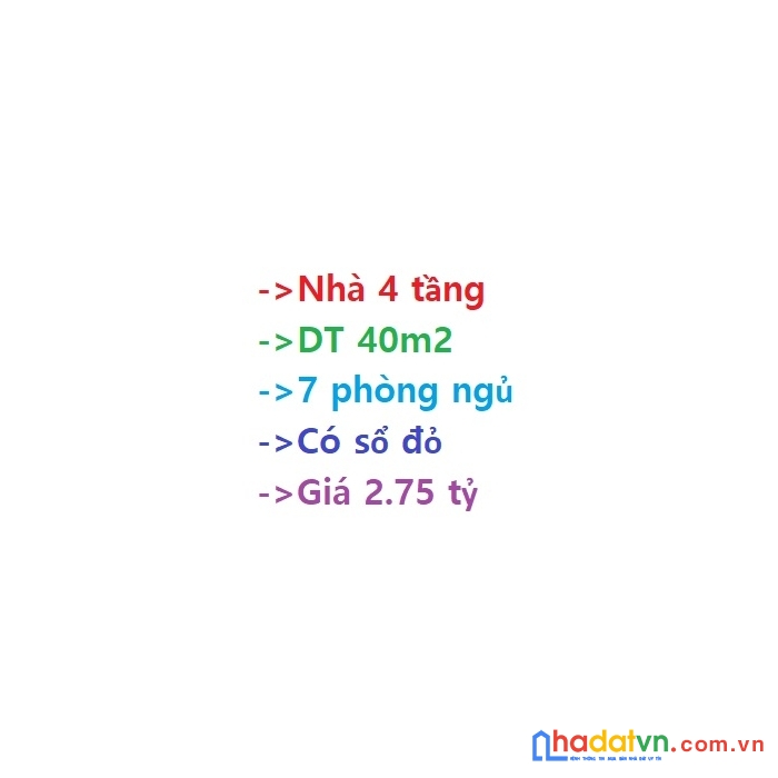 Nhà hoàng hoa thám - hà đông 40m2, 4 tầng, 7 phòng ngủ, có sổ đỏ, giá 2.75 tỷ lh0936206176