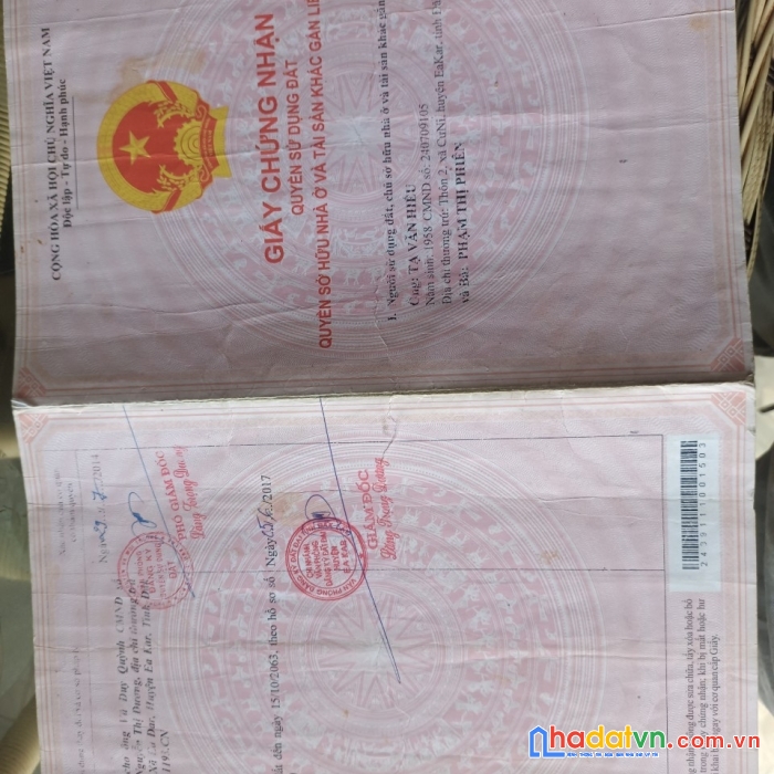 Chính chủ cần bán lô đất tại ea  kar tỉnh đắk lắk