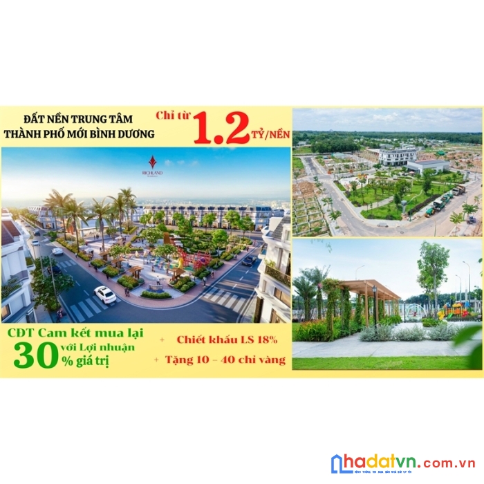 Đất nền đầu tư trung tâm thành phố mới bd.  cam kết lợi nhuận 30%/18 tháng