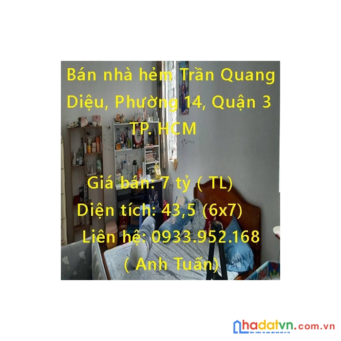 Bán nhà hẻm trần quang diệu, phường 14, quận 3, tp. hcm