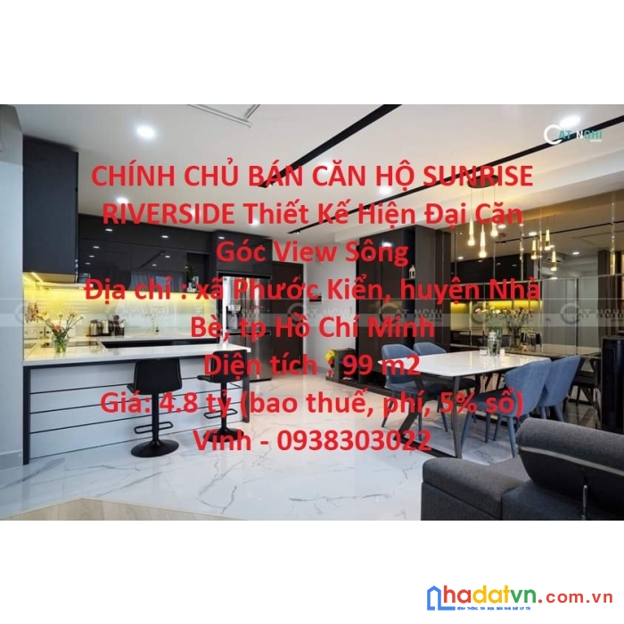 Chính chủ bán căn hộ sunrise riverside thiết kế hiện đại căn góc view sông