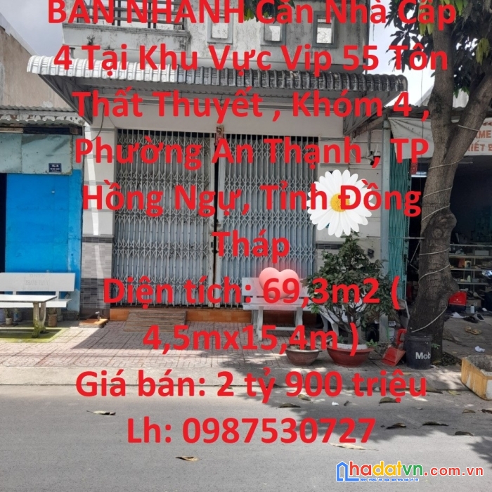 Bán nhanh căn nhà cấp 4 tại khu vực vip thành phố hồng ngự -  tỉnh đồng tháp