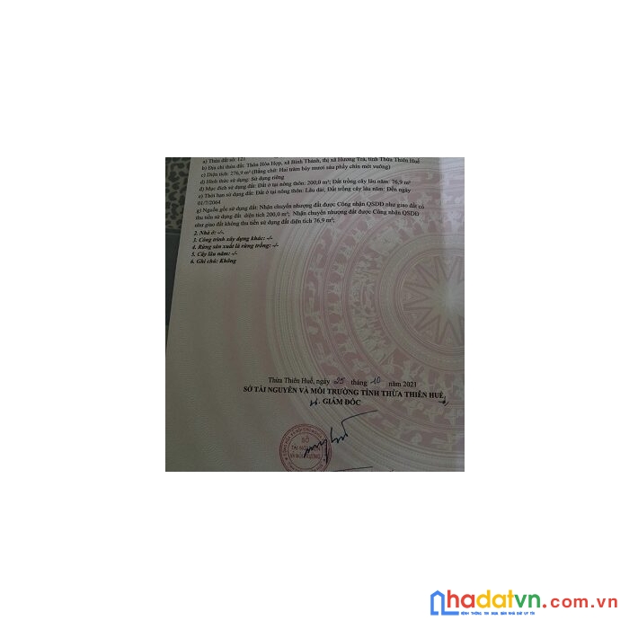 Cần bán đất tại thôn hòa hợp, xã bình thành, thị xã hương trà, thừa thiên huế