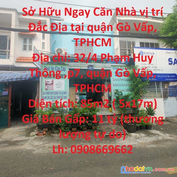 Sở hữu ngay căn nhà vị trí đắc địa tại quận gò vấp, tphcm