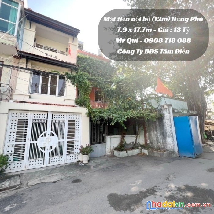 Nhà 3 tầng (7.9x17.7m) mặt tiền nội bộ (12m) đường hưng phú p8q8