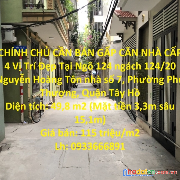 Chính chủ cần bán gấp căn nhà cấp 4 vị trí đẹp tại quận tây hồ, hà nội