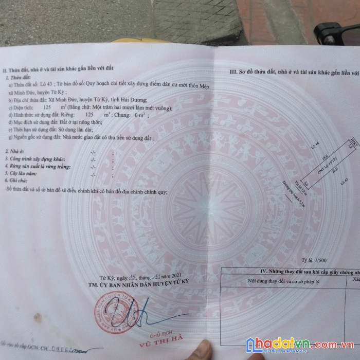 Cần ra đi gấp lô đất đẹp ko tì vết tại mép - minh đức - tứ kỳ