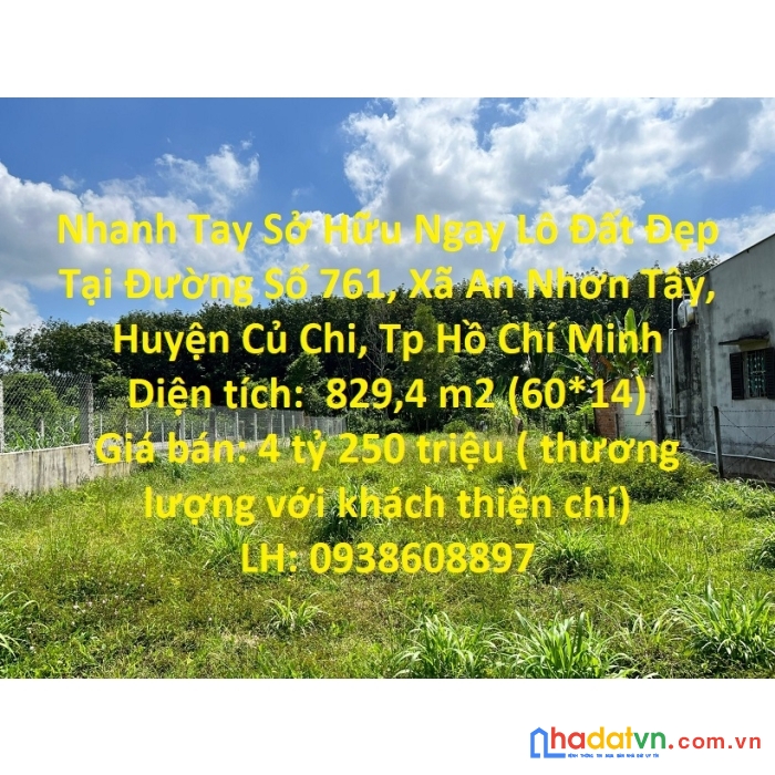 Nhanh tay sở hữu ngay lô đất đẹp tại huyện củ chi , tp hcm