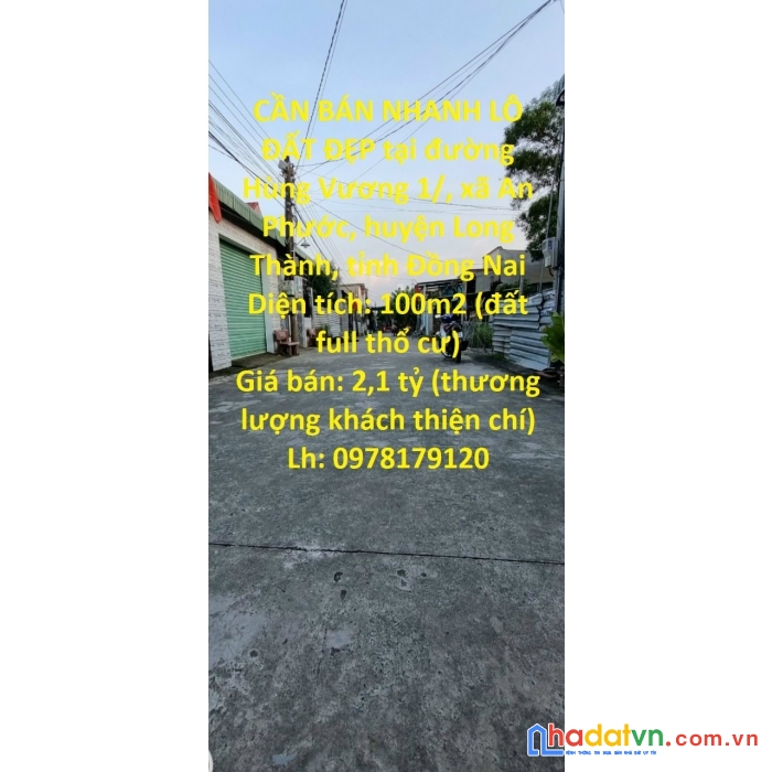 Cần bán nhanh lô đất đẹp tại long thành, đồng nai