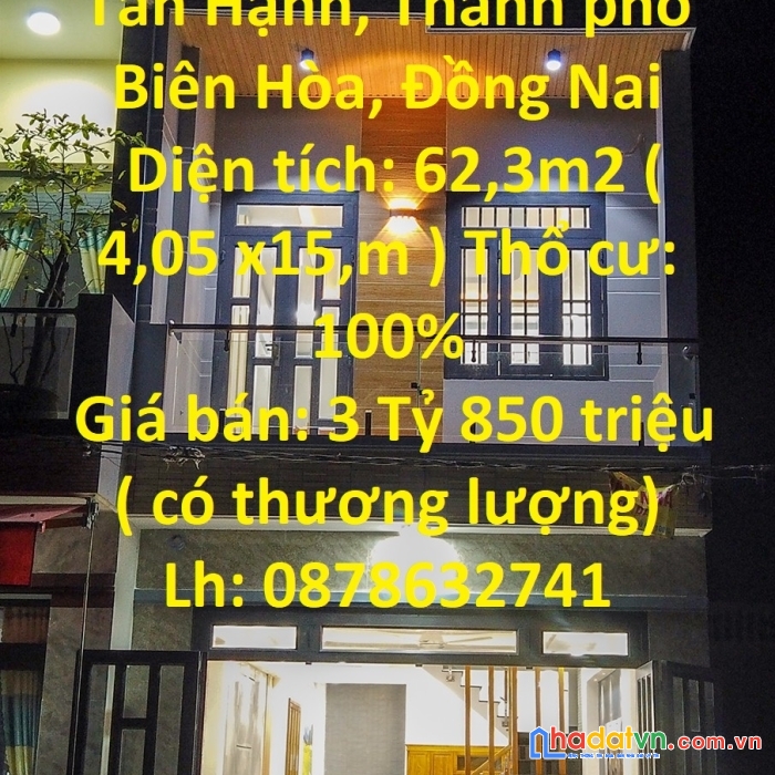Sở hữu ngay căn nhà mặt tiền tại phường tân hạnh, thành phố biên hòa, đồng nai