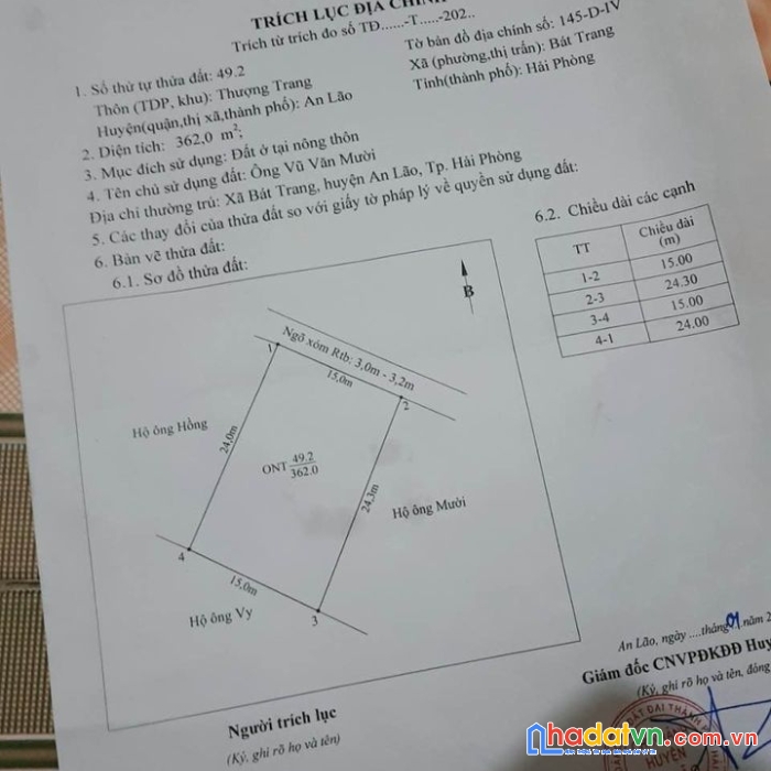 Bán gấp lô đất tại bát trang