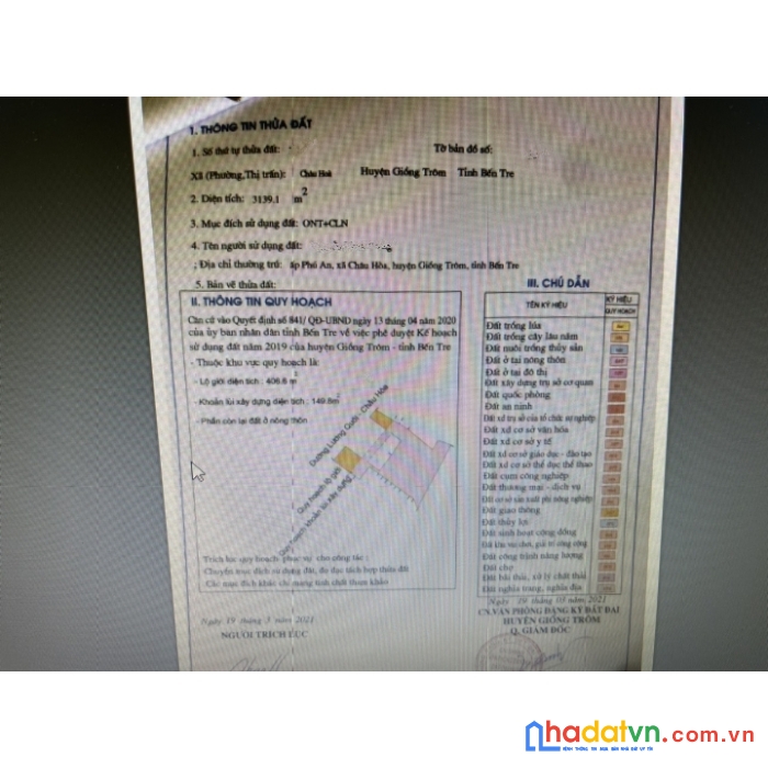 Cần bán gấp lô đất đẹp gía đầu tư tại  xã châu hòa, huyện giồng trôm, tỉnh bến tre