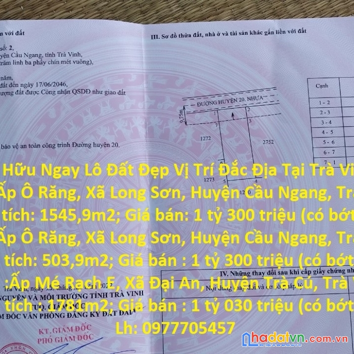 Sở hữu ngay lô đất đẹp vị trí đắc địa tại trà vinh