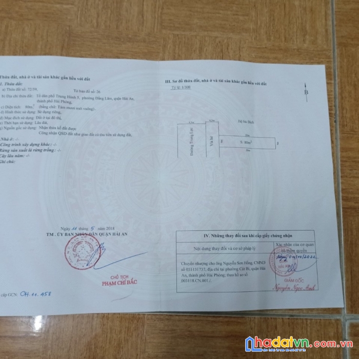 Bán lô đất 80m2 phố trung lực, giá 6 tỷ