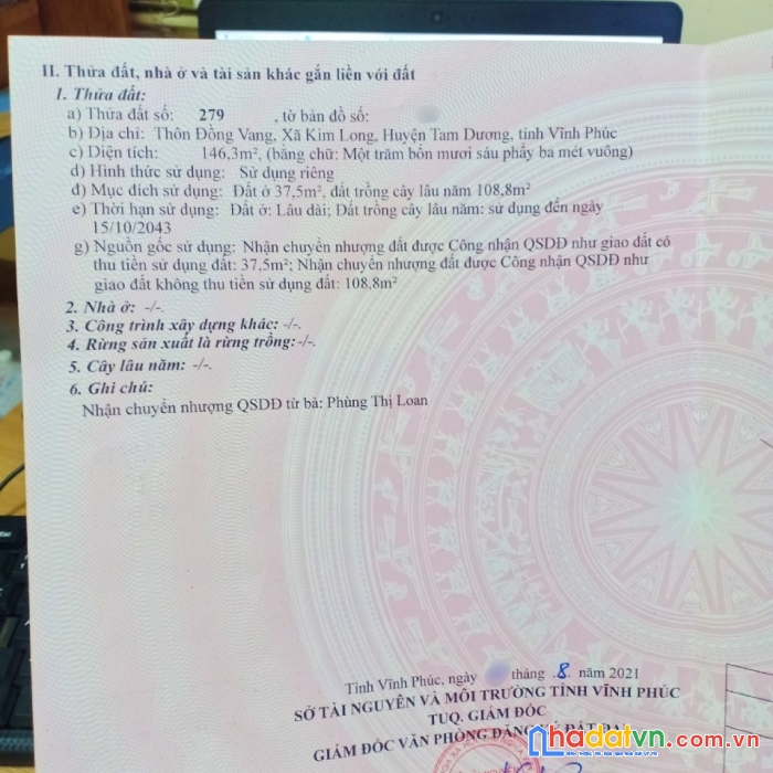 Chính chủ cần bán lô đất vị trí đẹp tại vĩnh phúc