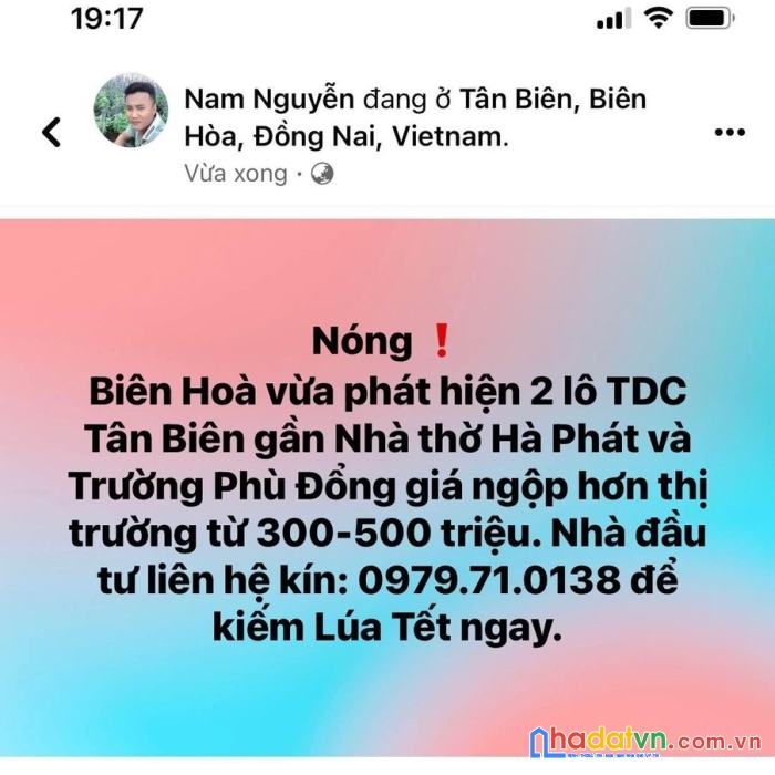 2 lô tdc tân biên giá ngộp đầu tư lời ngay từ 300-500 triệu/ 1 lô