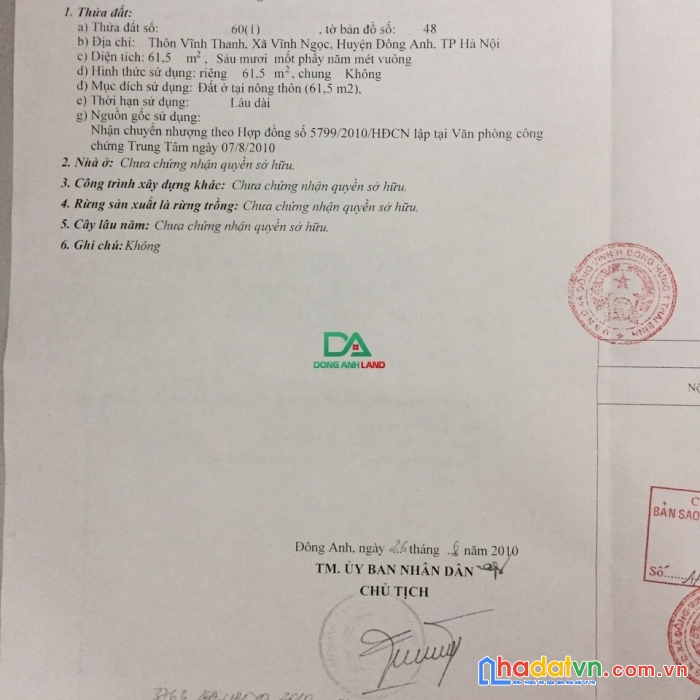 Bán đất xã vĩnh ngọc đông anh năm 2023