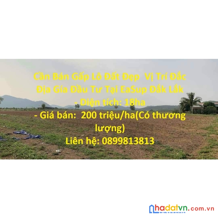 Cần bán gấp lô đất đẹp  vị trí đắc địa gía đầu tư tại easup đắk lắk