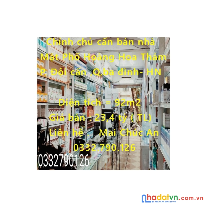 Chính chủ cấn bán nhà mặt phố hoàng hoa thám - hà nội