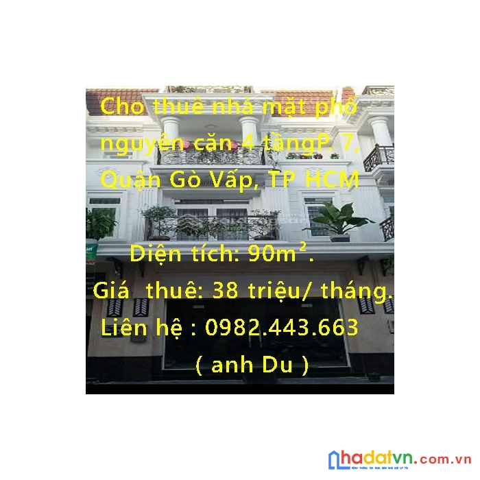 Cho thuê nhà mặt phố nguyên căn 4 tầng, dt sàn 90m² trong kdc cityland gò vấp