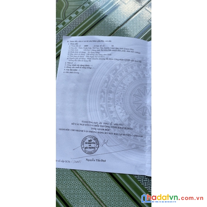 Sở hữu ngay lô đất đẹp tại xã cam tân, huyện cam lâm, khánh hòa