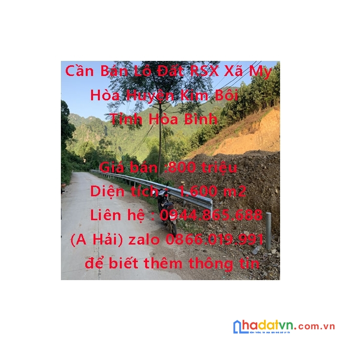 Cần bán lô đất rsx xã my hòa huyện kim bôi tỉnh hòa bình