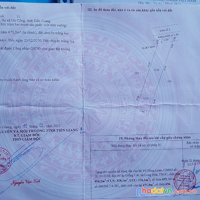 Chính chủ cần bán đất mặt tiền xe tải tại gò công, tiền giang