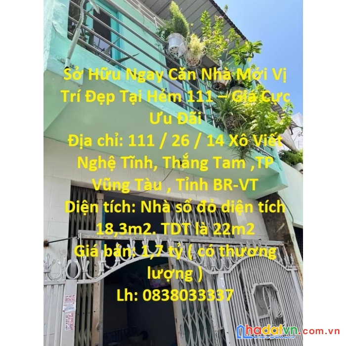 Sở hữu ngay căn nhà mới vị trí đẹp tại hẻm 111 – giá cực ưu đãi