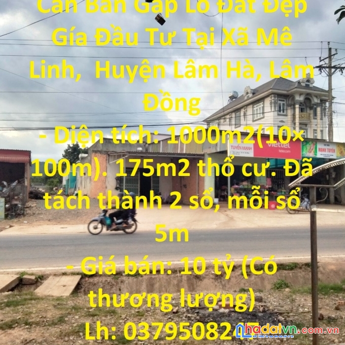 Cần bán gấp lô đất đẹp gía đầu tư tại xã mê linh,  huyện lâm hà, lâm đồng