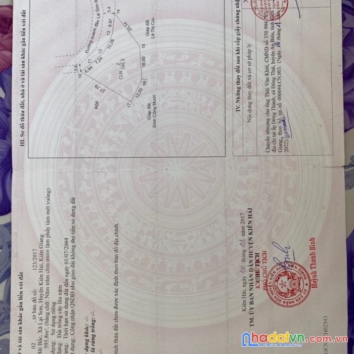 Chính chủ cần sang nhượng 2 thửa đất liền kề (2 mặt tiền) tại huyện kiên hải – kiên giang