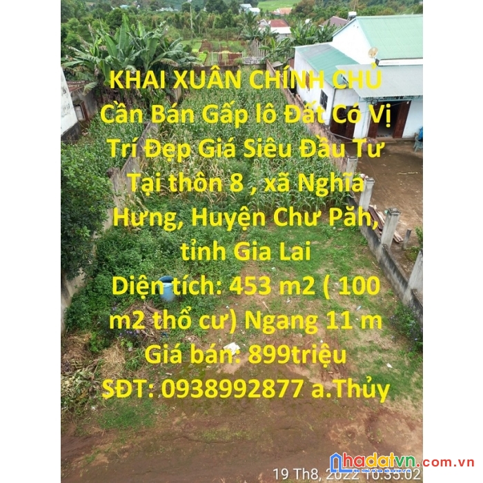 Khai xuân chính chủ cần bán gấp lô đất có vị trí đẹp giá siêu đầu tư tại tỉnh gia lai