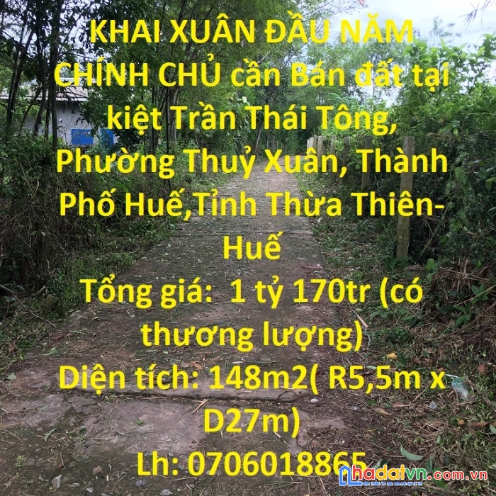 Khai xuân đầu năm chính chủ cần bán đất tại phường thủy xuân,thành phố huế