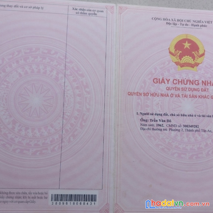 Cần bán lô đất tại huyện tân trụ, tỉnh long an.