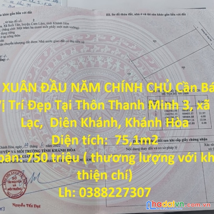 Hot hot chính chủ cần bán lô đất vị trí đẹp tại cam lâm, khánh hòa