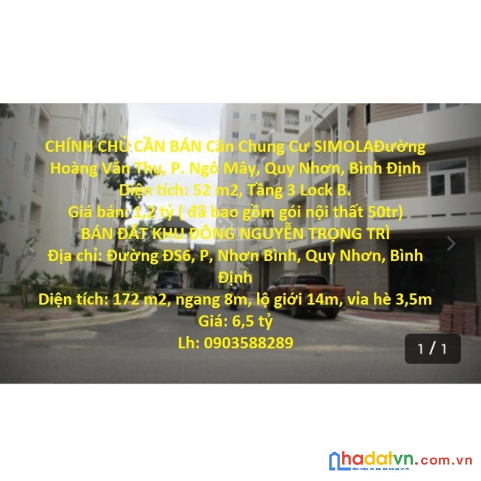 Chính chủ cần bán căn chung cư simola quy nhơn - bình định