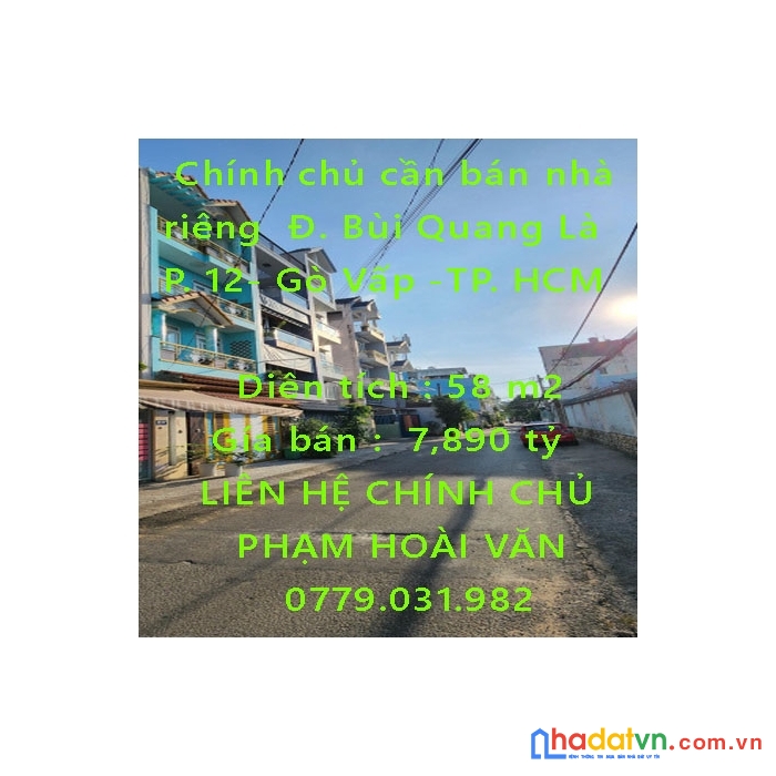Chính chủ cần bán nhà riêng ở  49/24 đường bùi quang là- phường 12- gò vấp - hồ chí minh