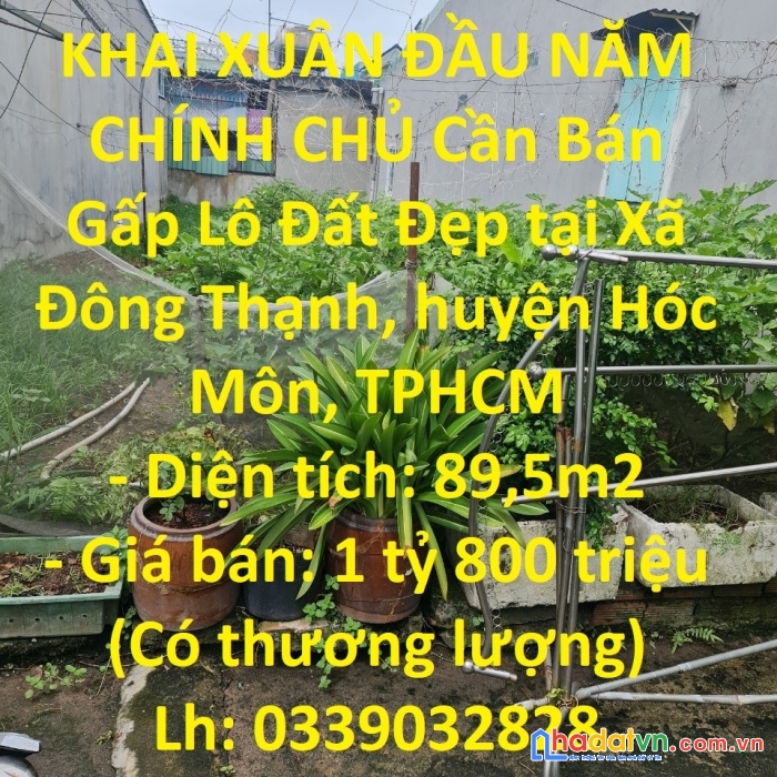 Khai xuân đầu năm chính chủ cần bán gấp lô đất đẹp tại huyện hóc môn , tphcm