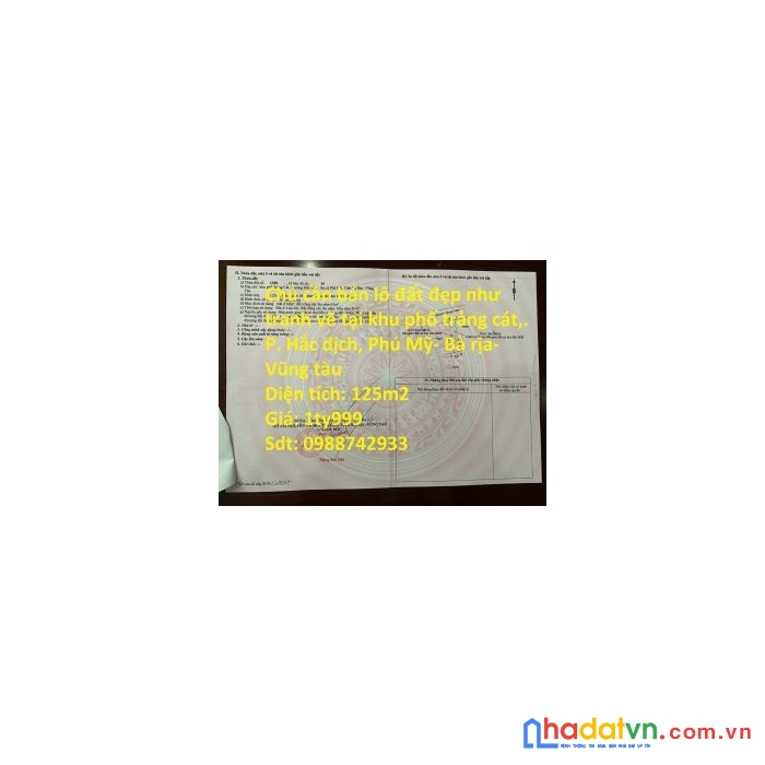Chủ cần bán lô đất đẹp như tranh vẽ tại khu phố trảng cát,. p. hắc dịch, phú mỹ- bà rịa- vũng tàu